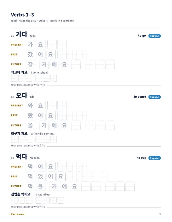 Inside page: verb practice